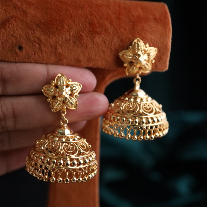 Heritage gold plated jumka earrings 124462