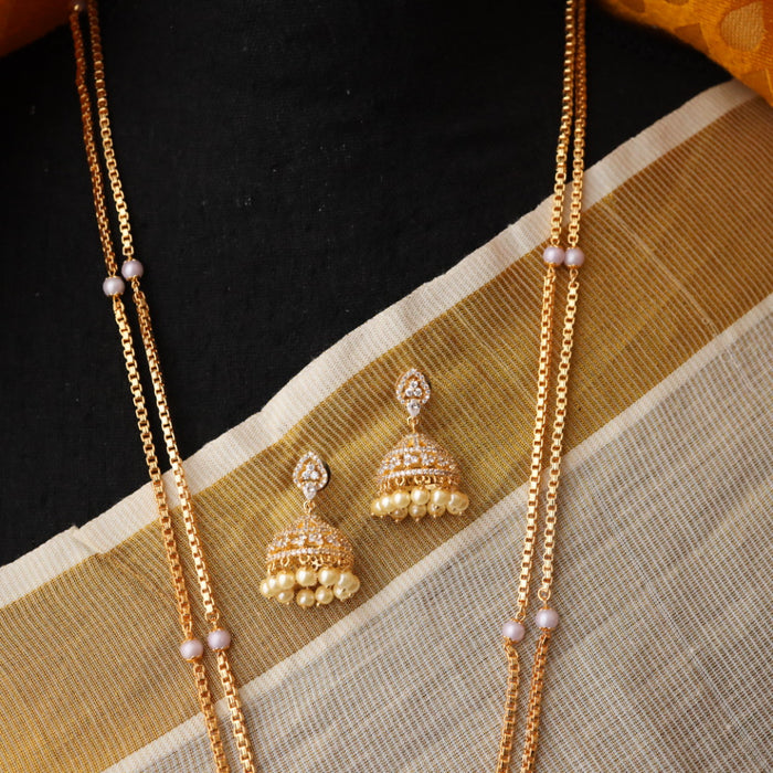 Heritage gold plated white padakam necklace with earrings HP017