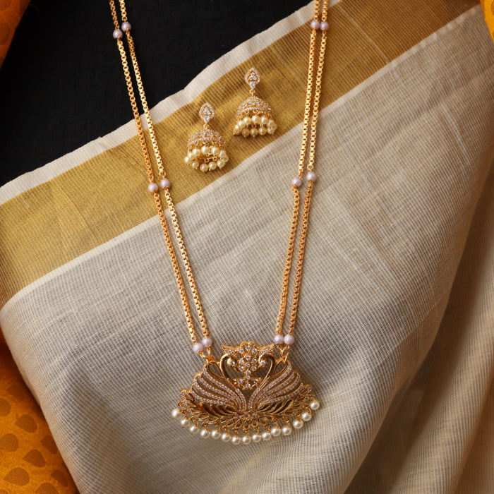 Heritage gold plated white padakam necklace with earrings HP017