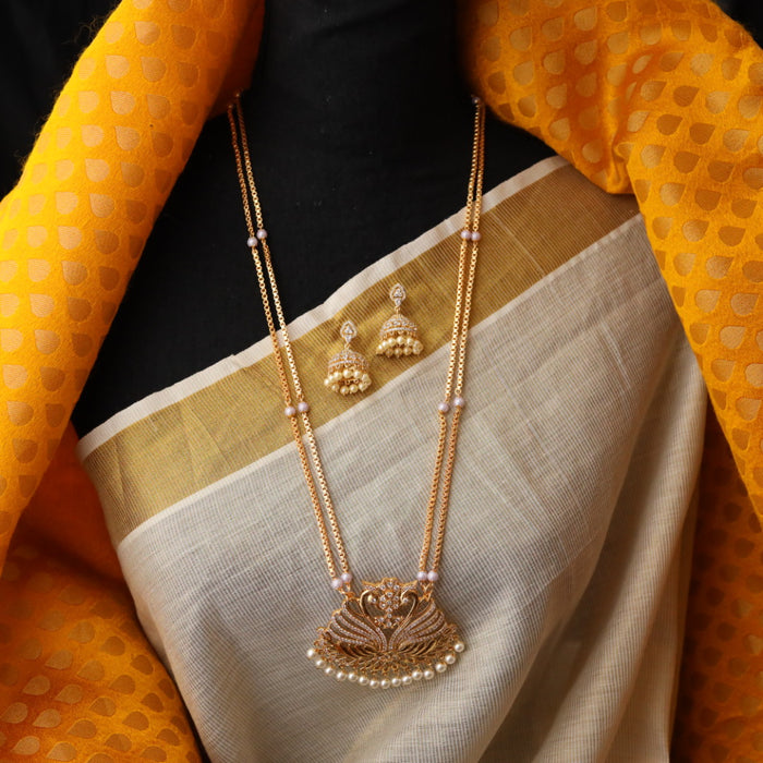 Heritage gold plated white padakam necklace with earrings HP017