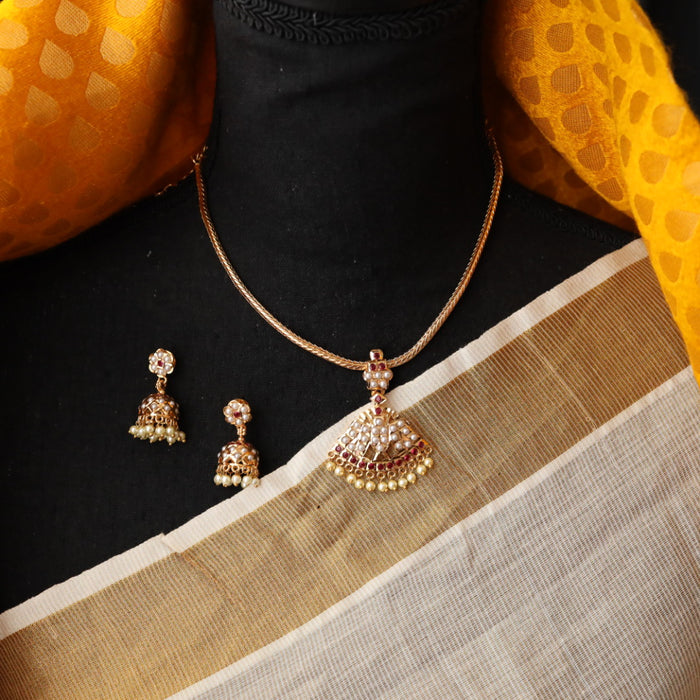 Heritage gold plated short necklace with earrings H009