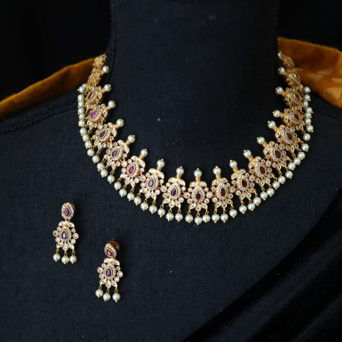 Antique short necklace and earrings 13400
