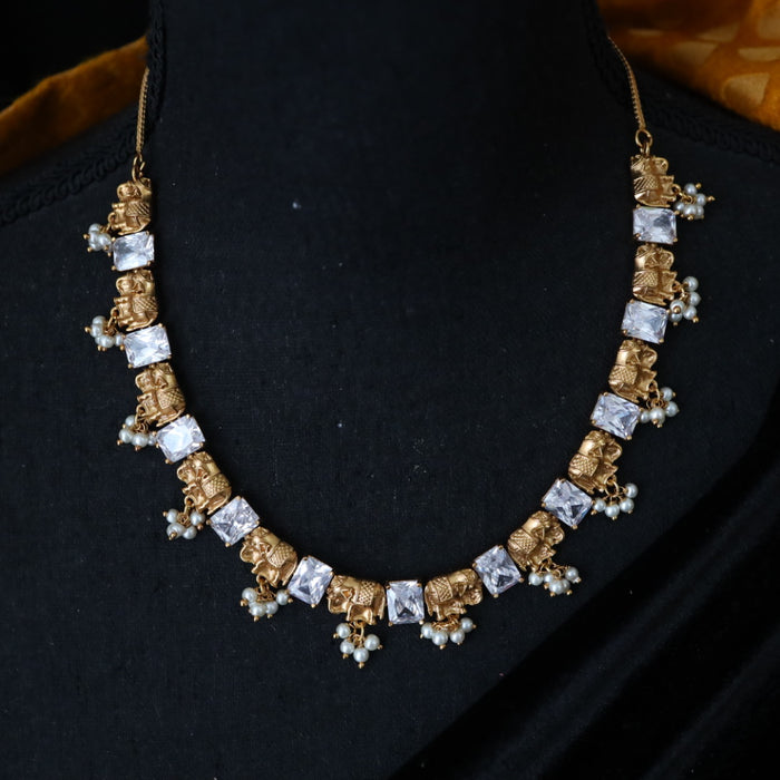 Antique short necklace and earring  1667