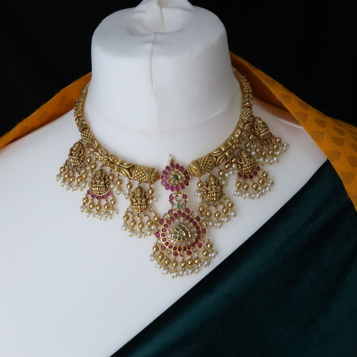 Antique short necklace with earrings 17703