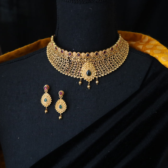Antique choker necklace and earrings  1456