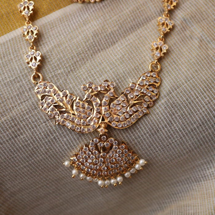 Heritage gold plated white padakam necklace set with earrings