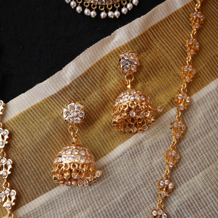 Heritage gold plated white padakam necklace set with earrings