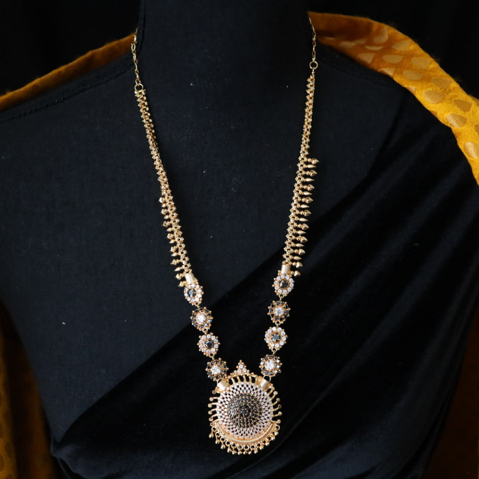 Heritage gold plated black stone long necklace 2462