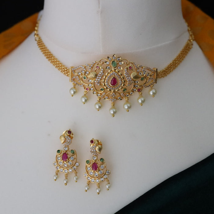 Heritage gold plated choker necklace with earrings 164271