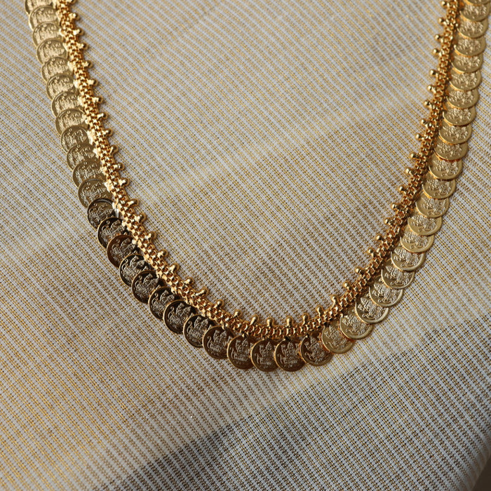 Heritage gold plated coin long necklace HL001