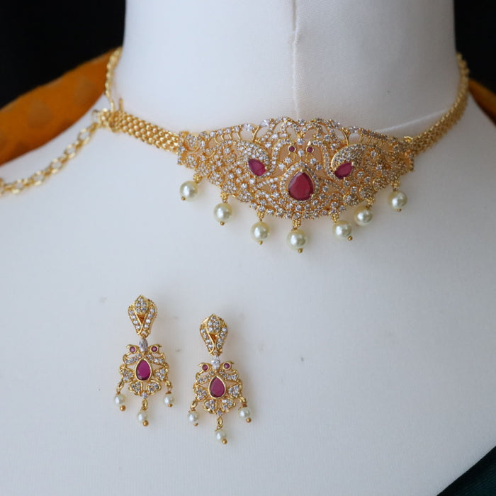 Heritage gold plated choker necklace with earrings 16426