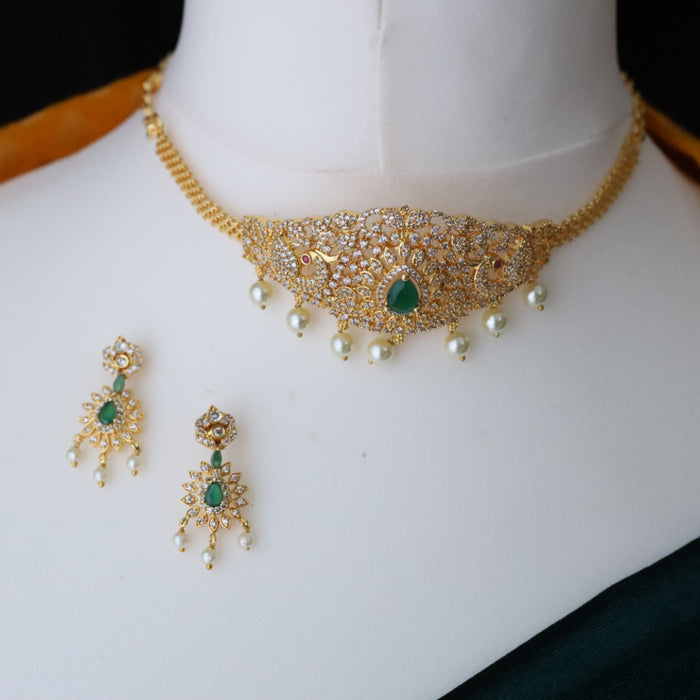 Heritage gold plated choker necklace and earrings 14584