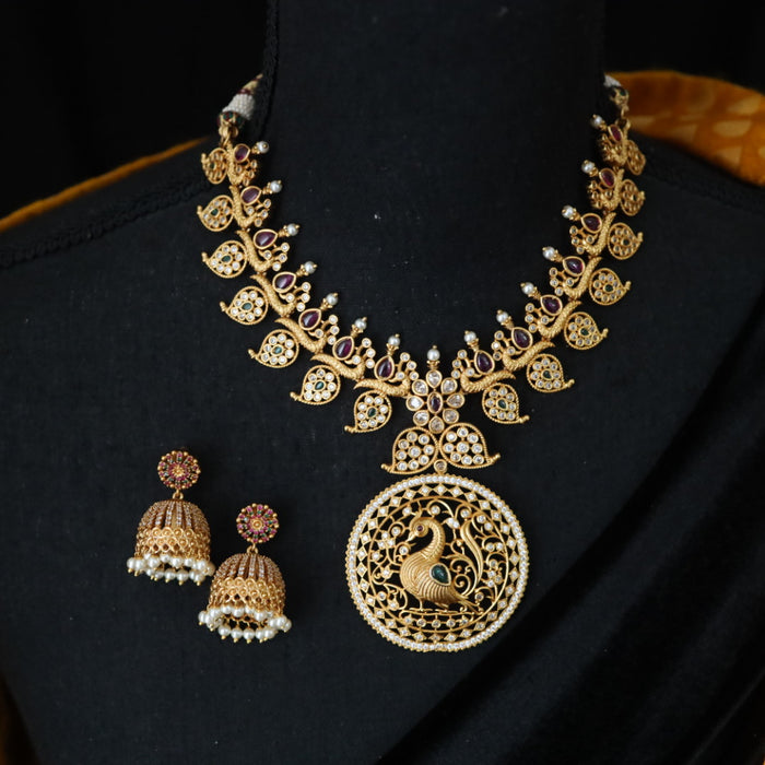 Antique short necklace and earrings13488