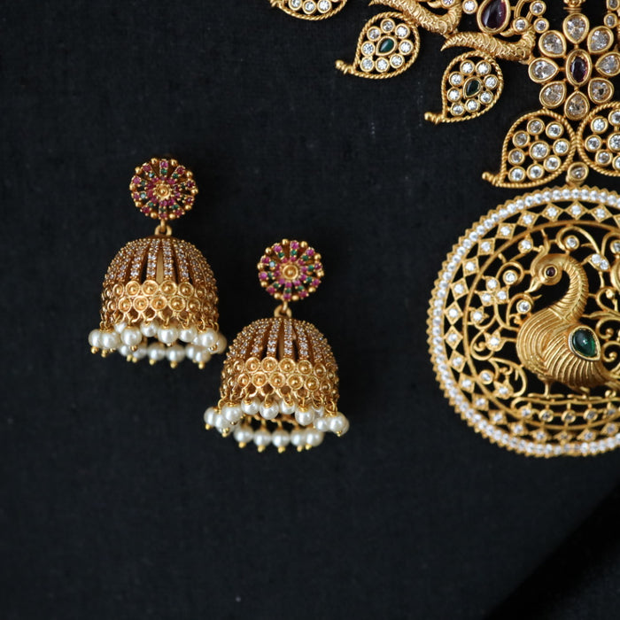 Antique short necklace and earrings13488