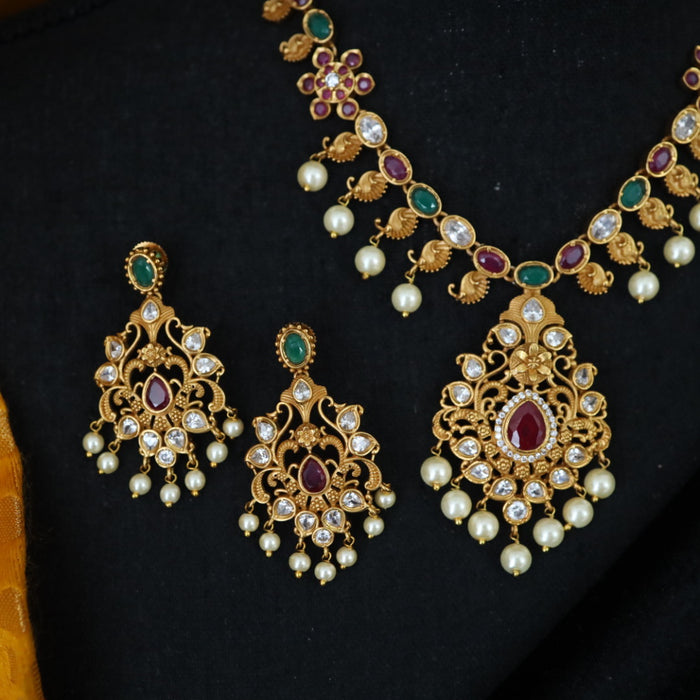 Antique short necklace and earring  1665