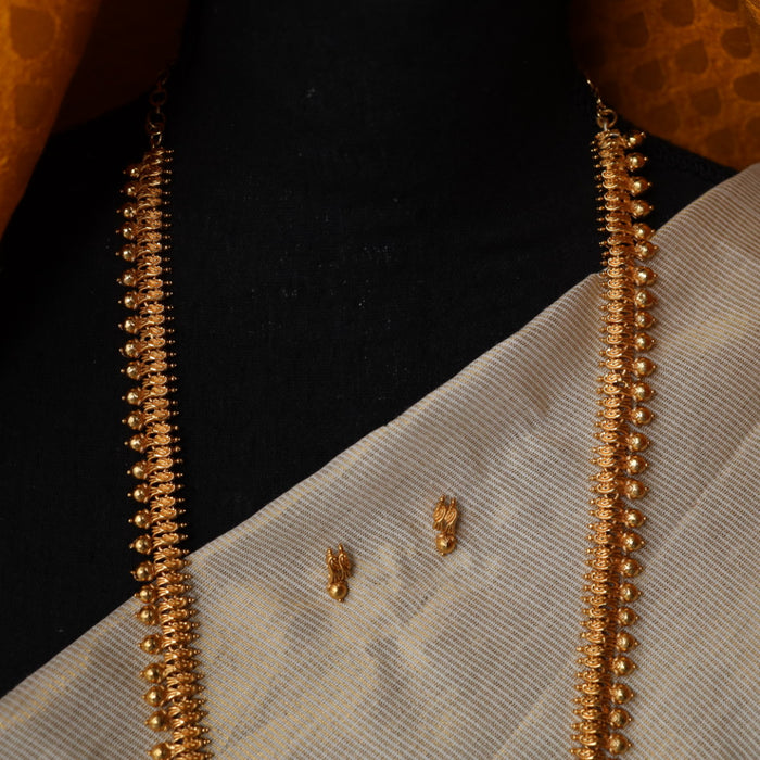 Antique gold simple long necklace with earrings LL03067