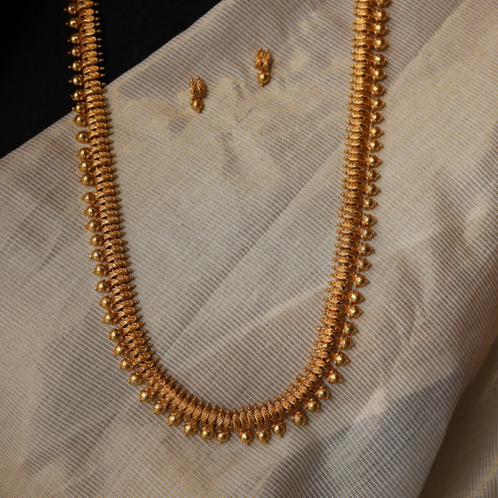 Antique gold simple long necklace with earrings LL03067