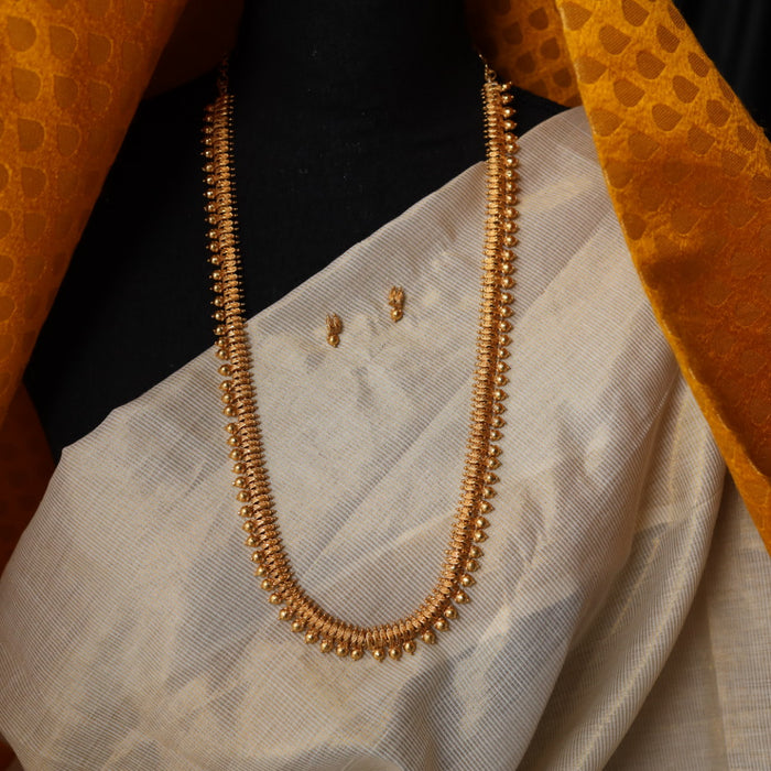 Antique gold simple long necklace with earrings LL03067