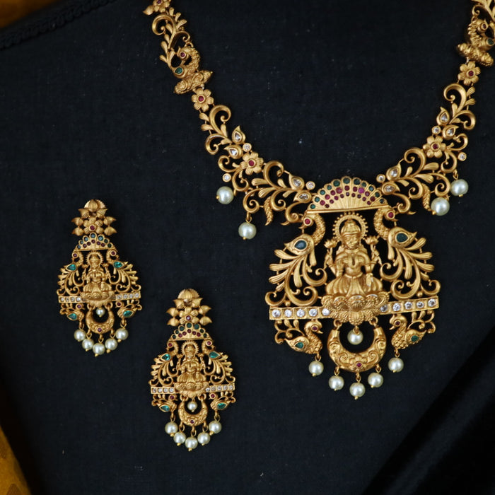Antique short necklace and earrings 14095