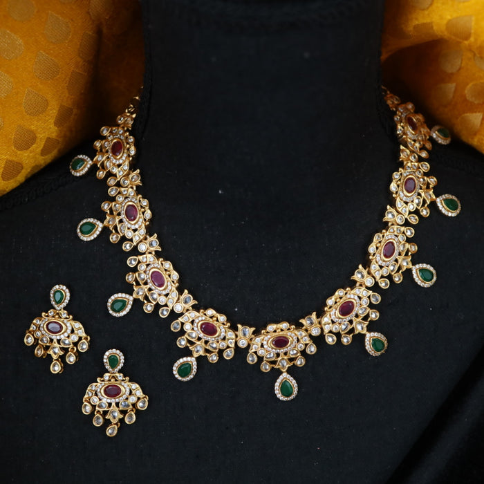Antique short necklace and earrings 15665
