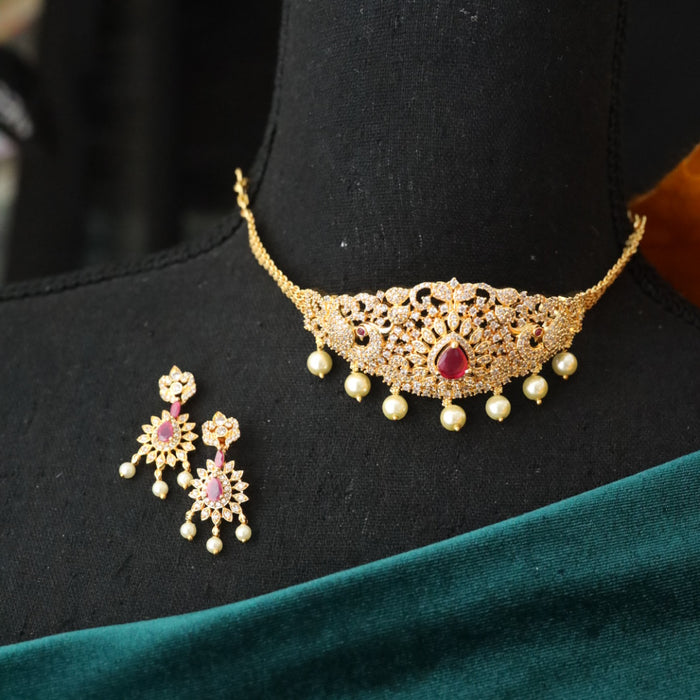 Heritage gold plated choker necklace with earrings 16429
