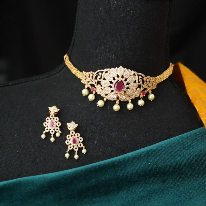 Heritage gold plated choker necklace with earrings 16430