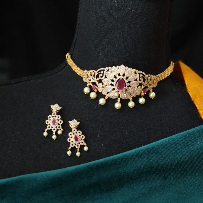 Heritage gold plated choker necklace with earrings 16430