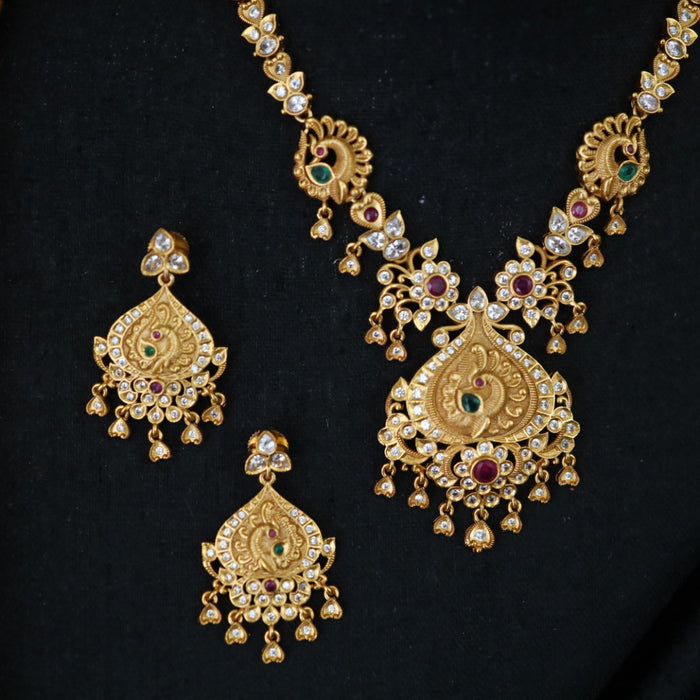 Antique short necklace and earrings 14093