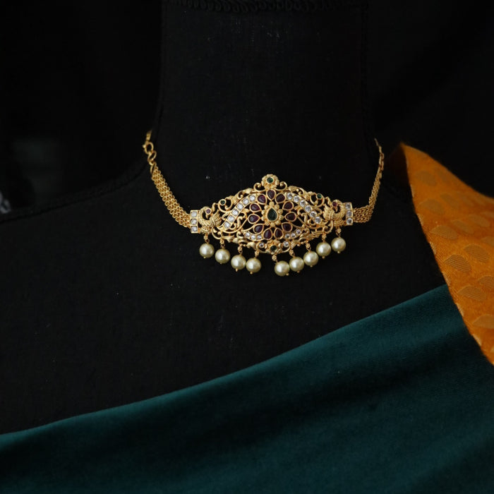 Heritage gold plated choker necklace with earrings 16432
