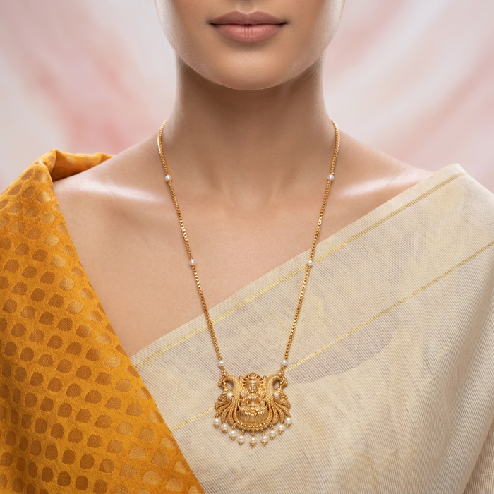 Heritage gold plated temple padakam long necklace HP078