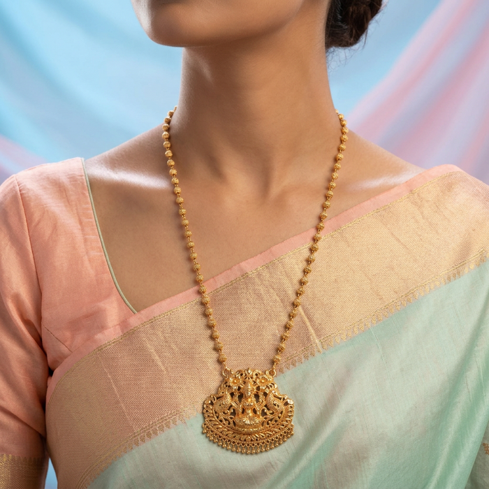 Antique temple Padakam pearl chain with earrings HP0098
