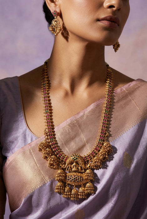 Antique gold long necklace and earrings  LL01010