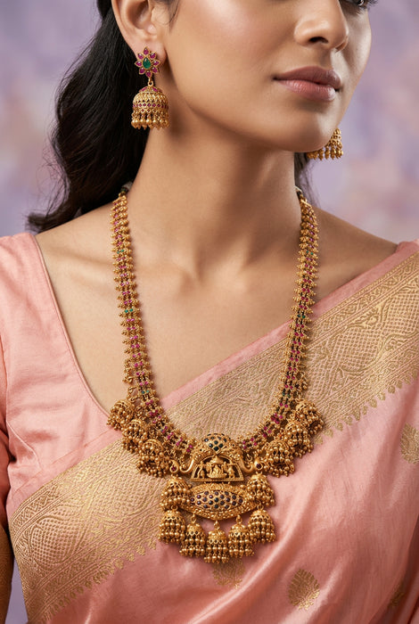 Antique gold long necklace and earrings  LL01010