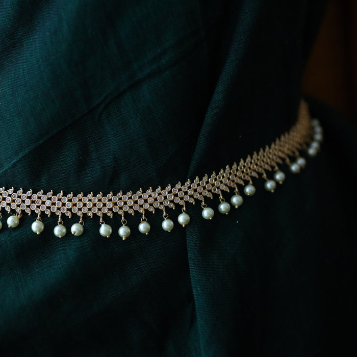 Heritage gold plated  white stone and pearl waistchain  234893