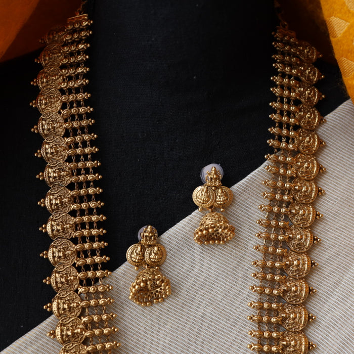 Antique coin design long necklace with earrings LL030211