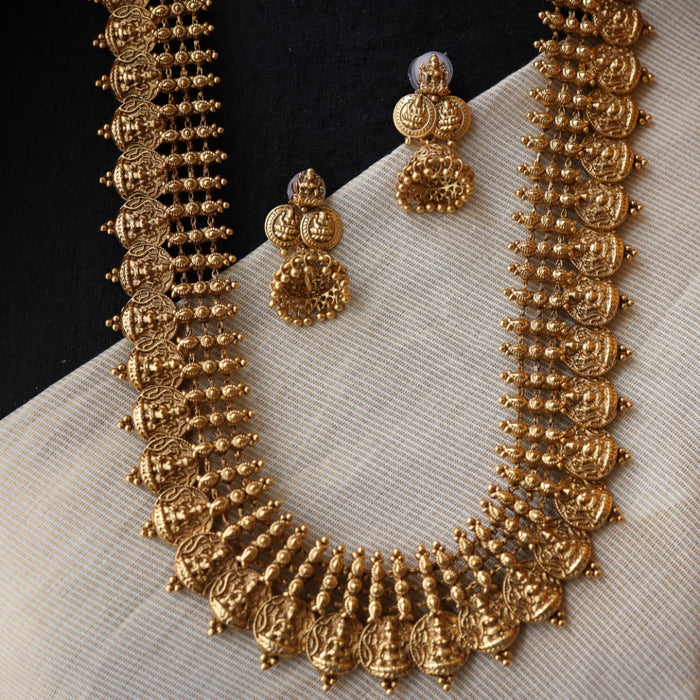 Antique coin design long necklace with earrings LL030211