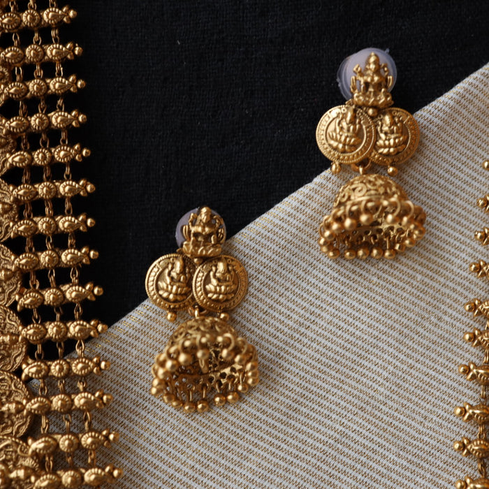 Antique coin design long necklace with earrings LL030211