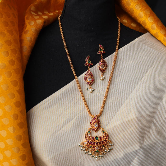 Antique pendant long necklace with earrings PEN456