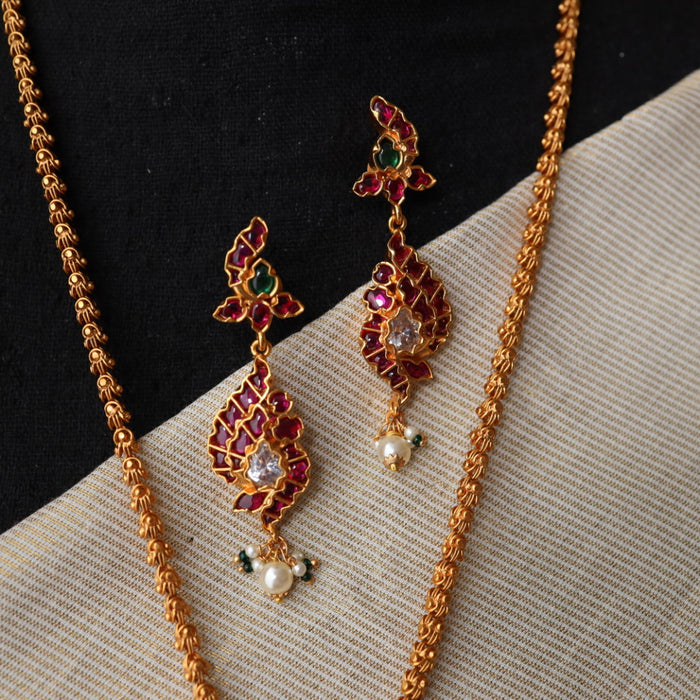 Antique pendant long necklace with earrings PEN456