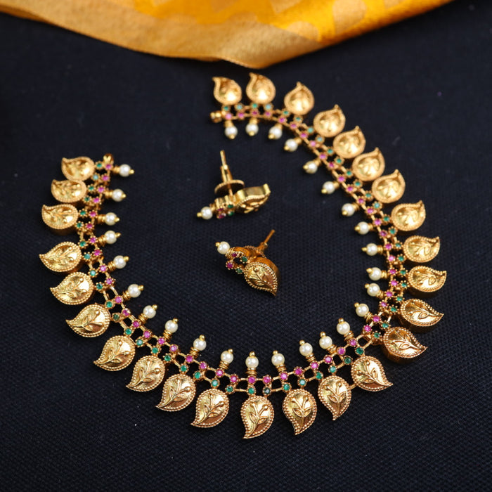 Antique mango stone necklace with earrings 16486