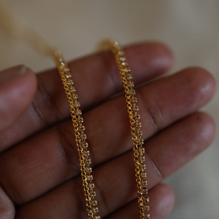 Heritage gold traditional simple stone anklet HAN326