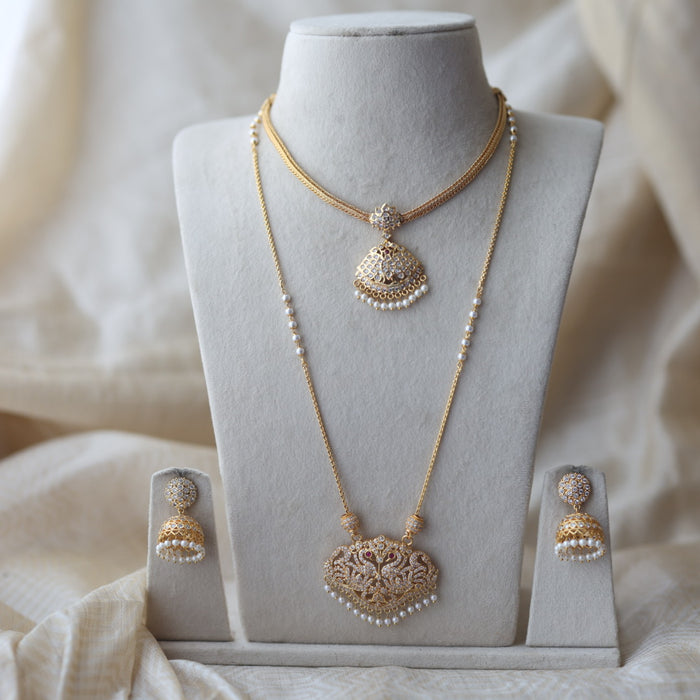 Heritage gold plated gold padakam necklace set with earrings HPS2009