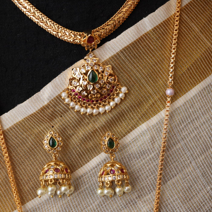 Heritage gold plated padakam necklace set HP016