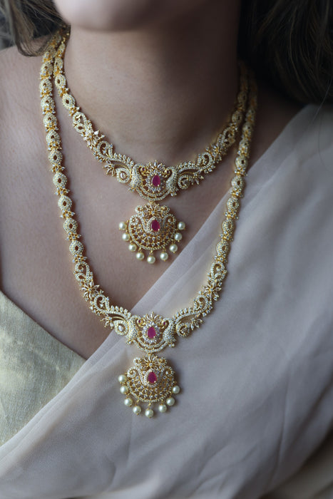 Heritage long and short necklace with earrings HLS765
