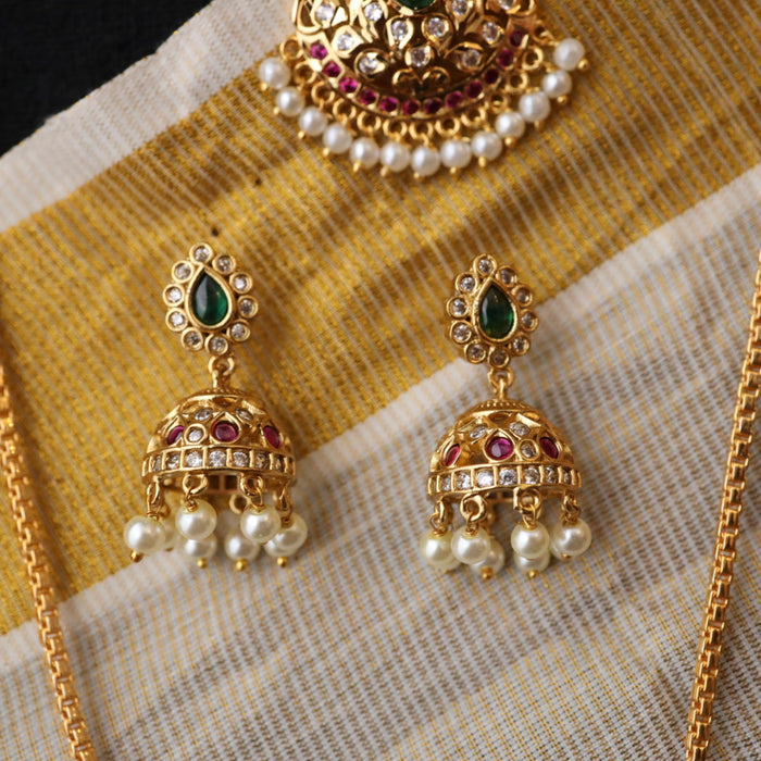 Heritage gold plated padakam necklace set 1765543