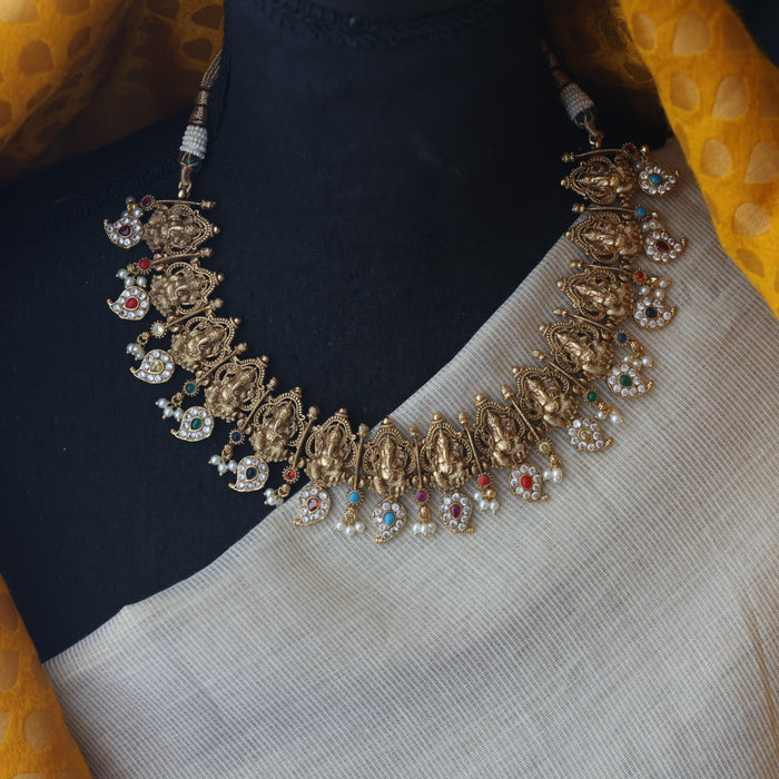 Antique multi stone long necklace with earrings SS11018
