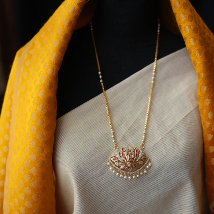 Heritage gold plated padakam long necklace HP5178