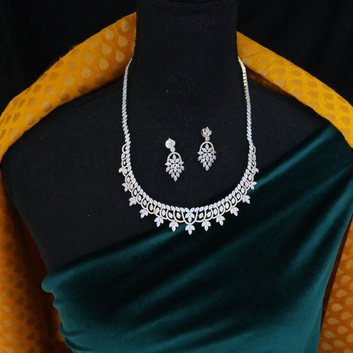 Cz stone long necklace and earrings  1426