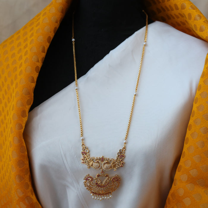 Heritage gold plated padakam pearl long necklace HP02563