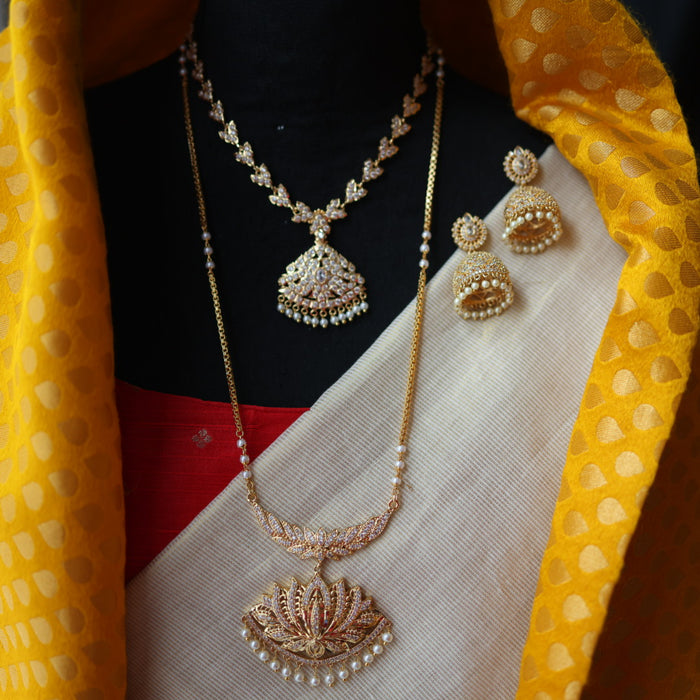 Heritage gold plated short and long padakam set necklace HP2564